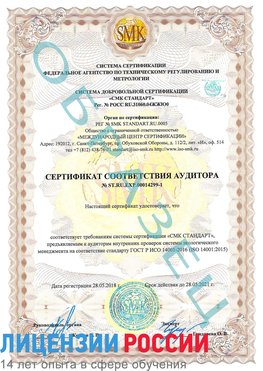 Образец сертификата соответствия аудитора №ST.RU.EXP.00014299-1 Холмск Сертификат ISO 14001